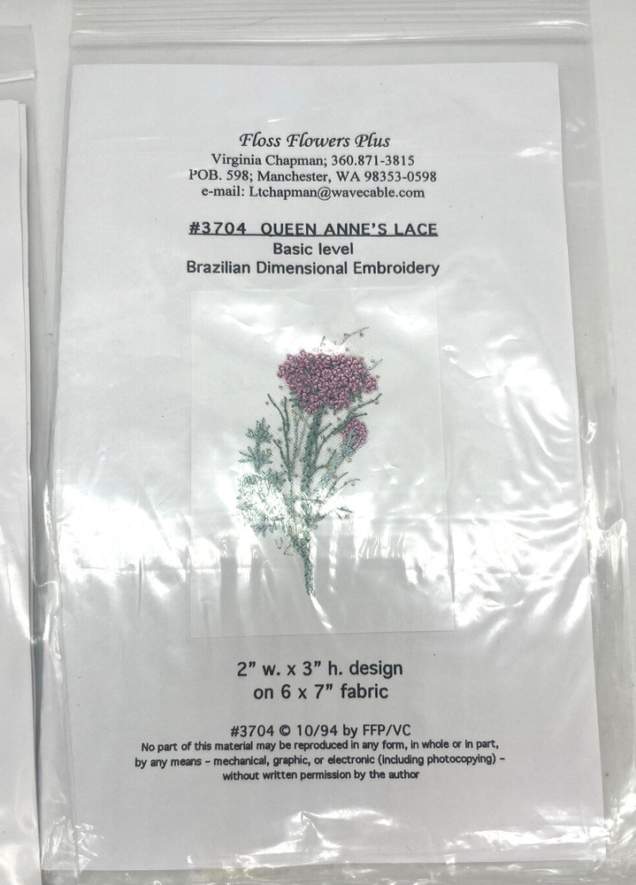 5 Brazilian Dimensional Embroidery - Printed Patterns Instruct - Floss Flowers