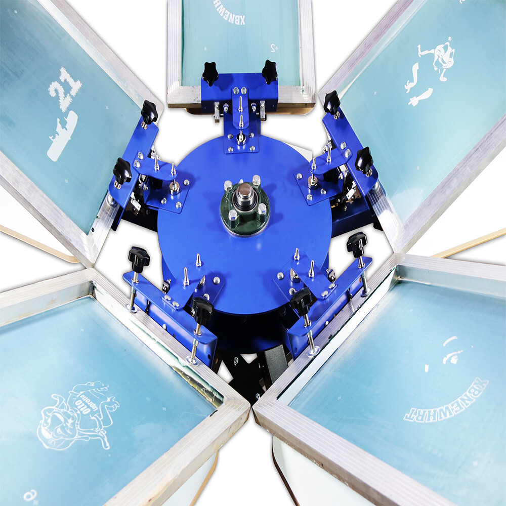 Double Rotating 5 Color 5 Station Screen Printing Machine Height Adjustable