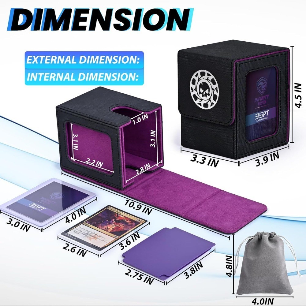Magnetic Deck Storage Box for 100+ Double Sleeved MTG Commander Cards TCG