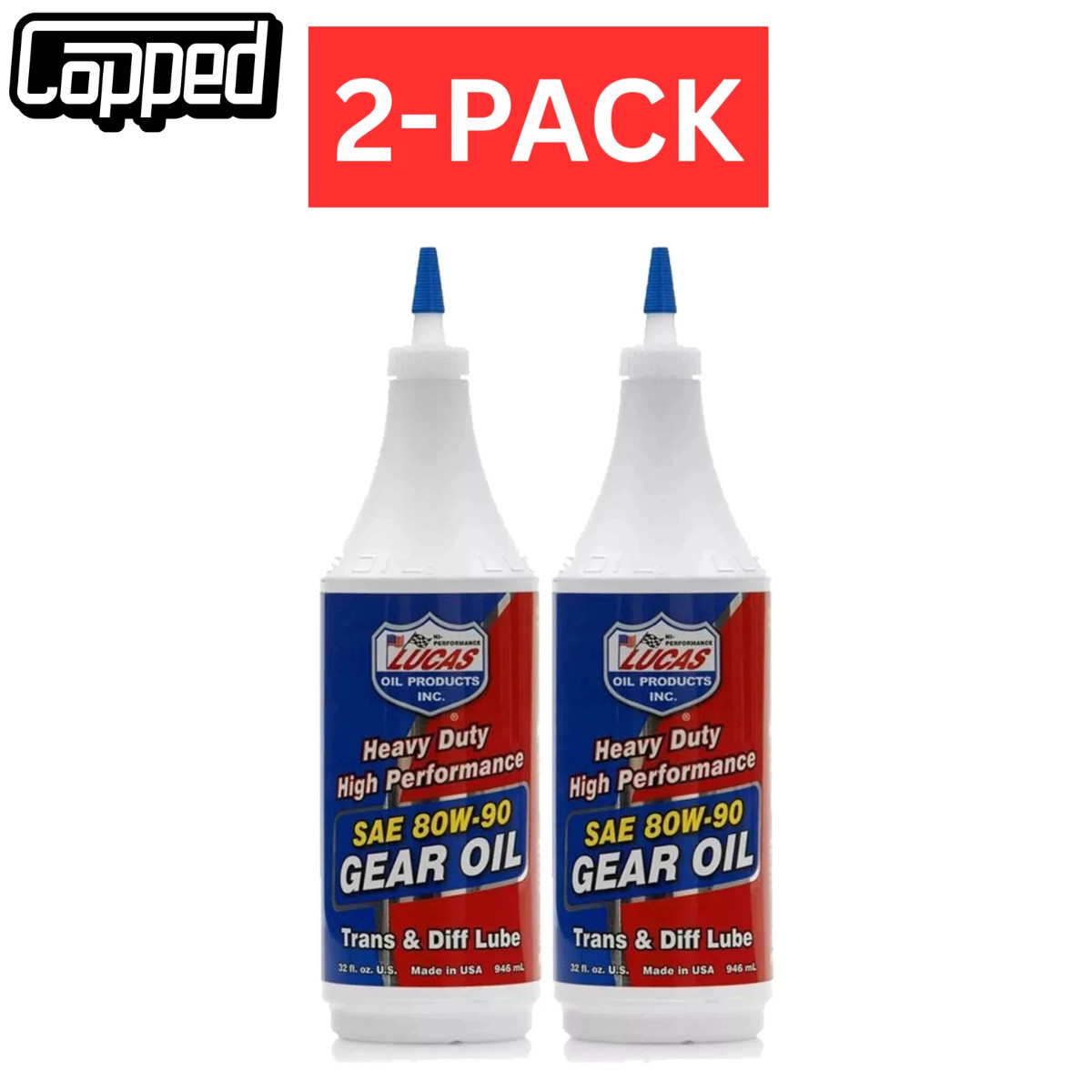 2x Lucas Oil 10043 SAE 80W-90 Heavy Duty Gear Oil Trans Diff Lube 1 Quart 2-Pack
