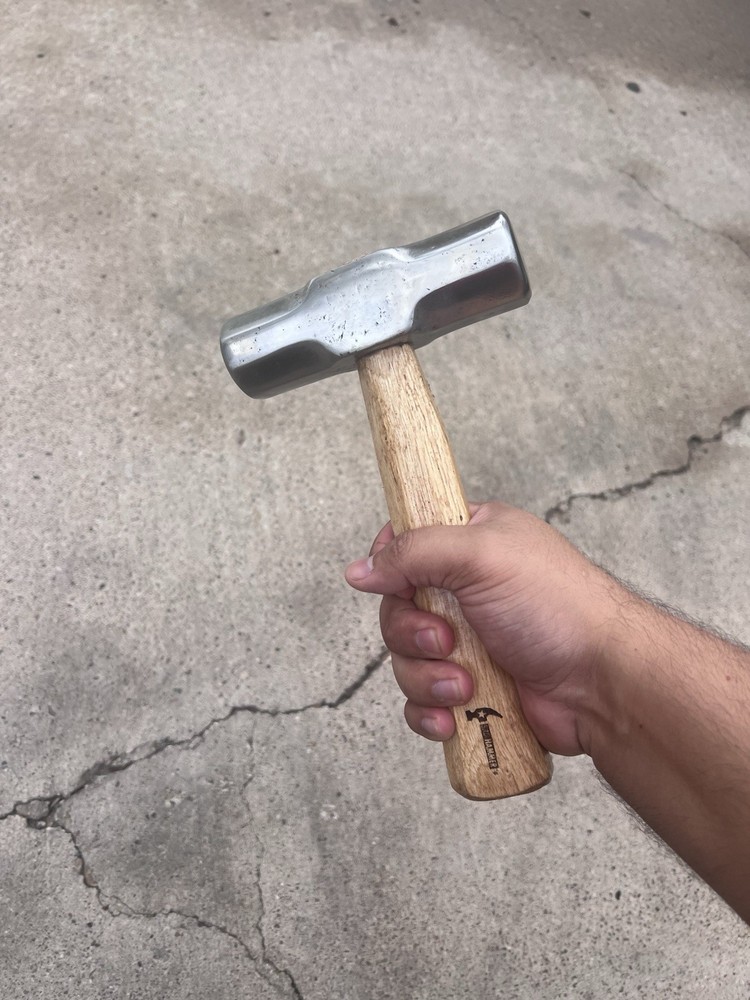Bad-Hammer: Unmarked 2.14lbs Drilling Hammer w/ Handmade 9in Oak Handle