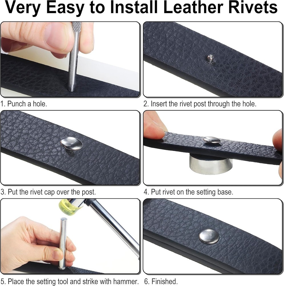 340 Sets Leather Rivets Kit Mixed Sizes Rivets for Leather Double Cap Rivets St