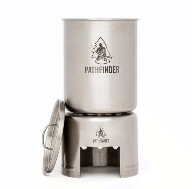 Pathfinder Stainless Steel Bottle Cook Set 32oz Camping Stove Kit