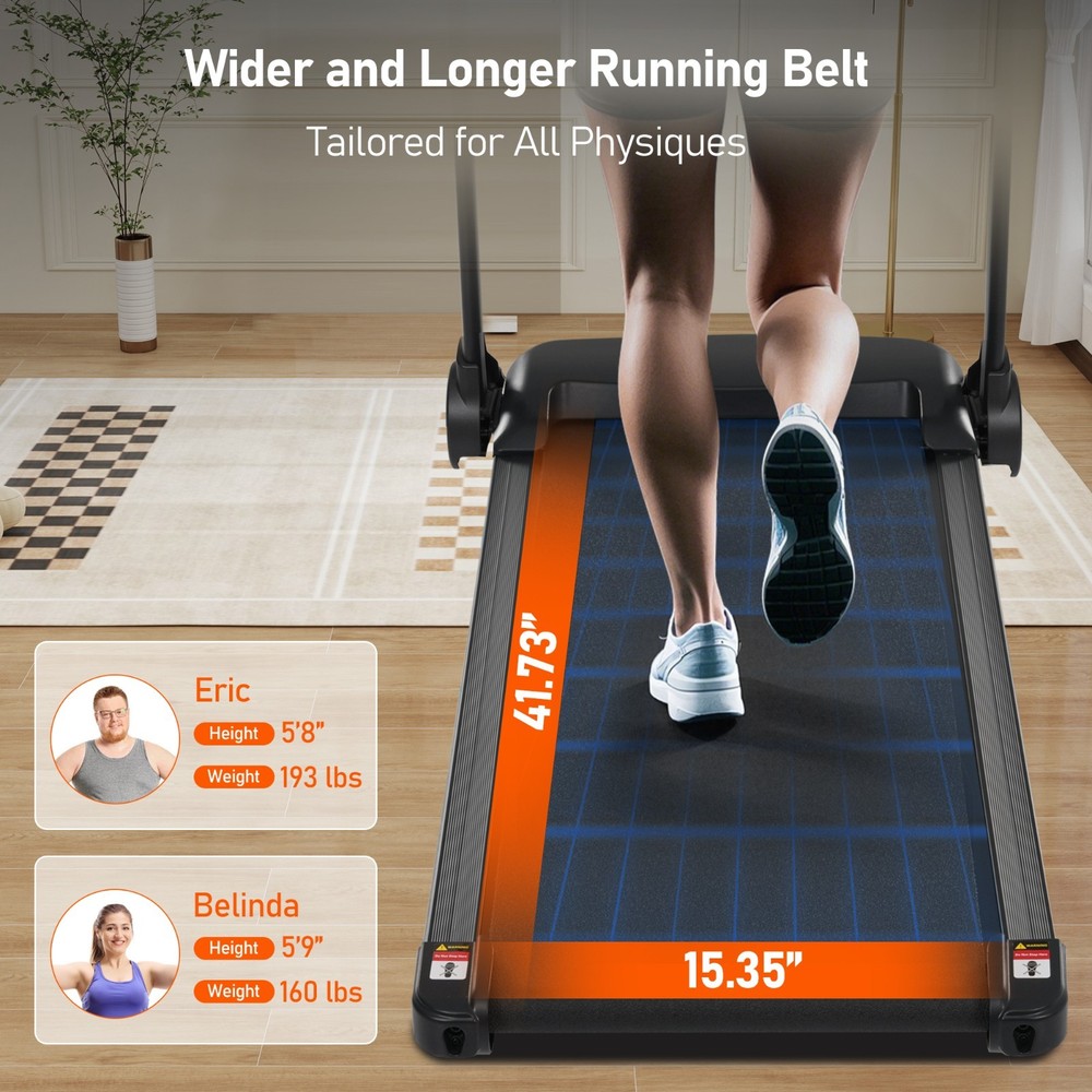 3.0HP 10MPH Foldable Treadmill 8% Incline Type C & USB Charge Station Bluetooth