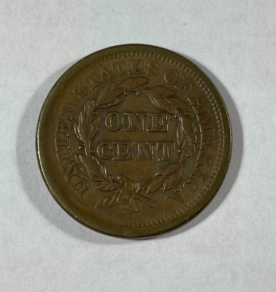 1853 Large Cent (#5864) AU. Light Cleaning.