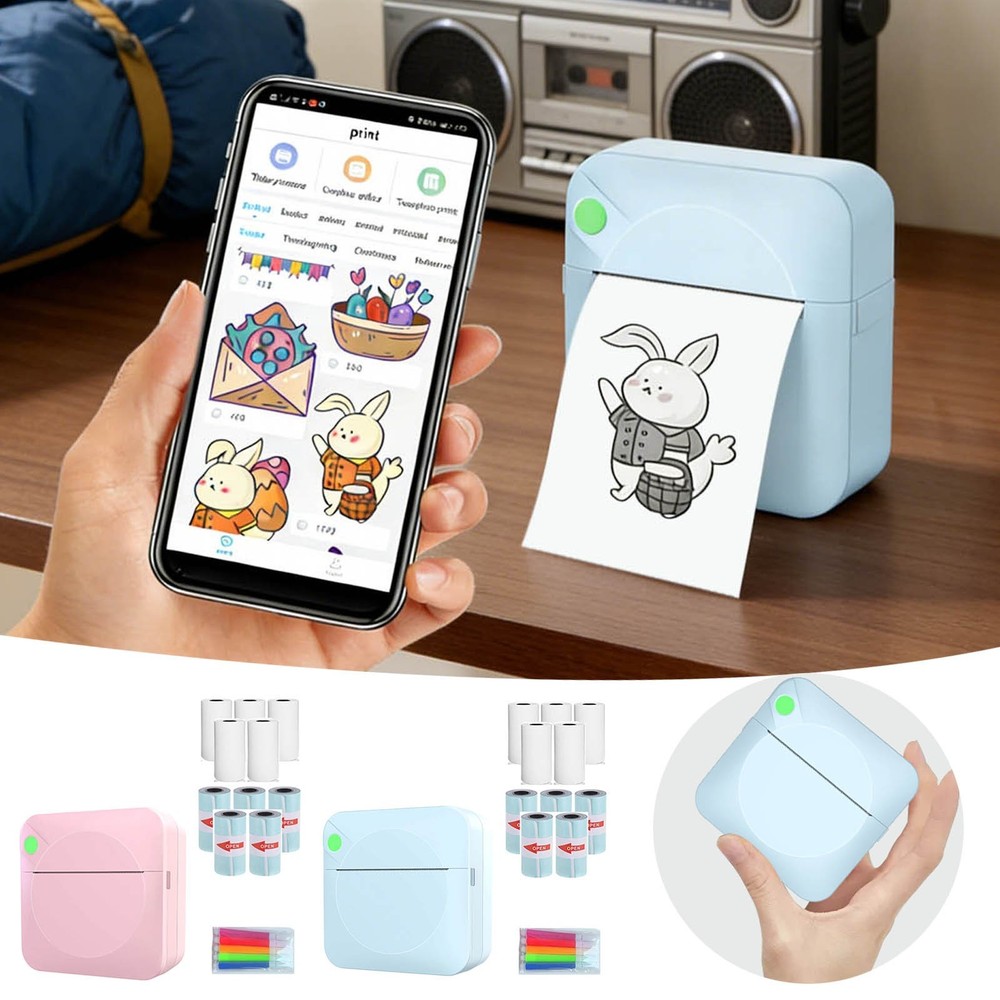 Portable Mini Thermal Mobile Label Maker With Multiple Templates For Notes And