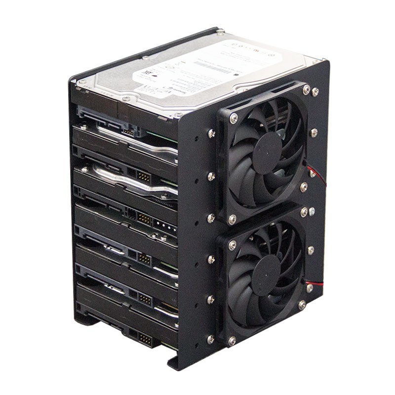 6 Bay 3.5 Inch HDD Hard Drive Mounting Bracket Holder Cage With Cooling Fan