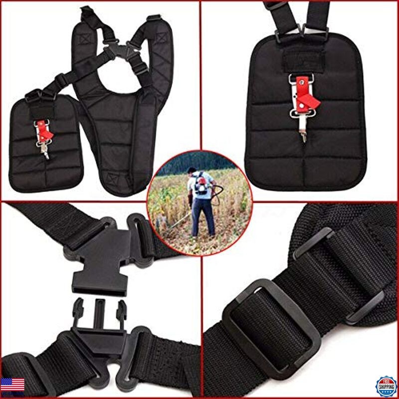 Premium Black Comfort Padded Double Shoulder Strap - Adjustable Harness for