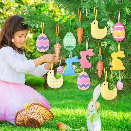 36 Pcs Felt Decorations Hanging Ornaments Bulk Fabric Stuffed Eggs Easter