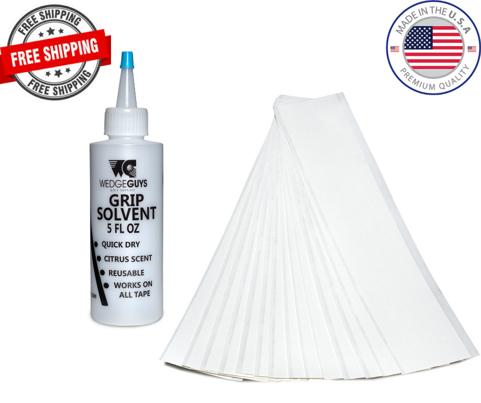 Golf Club GRIP KIT 15 (2"x10") Grip Tape Strips-5oz Solvent-Made in USA