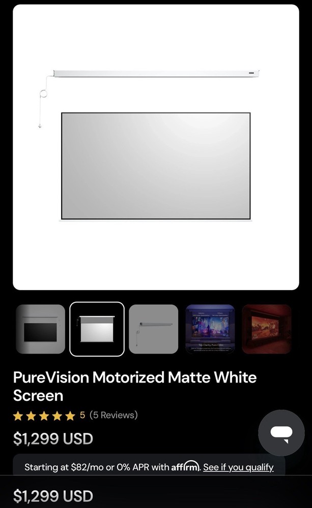 120" Motorized Matte White Screen, 4K/8K UHD
