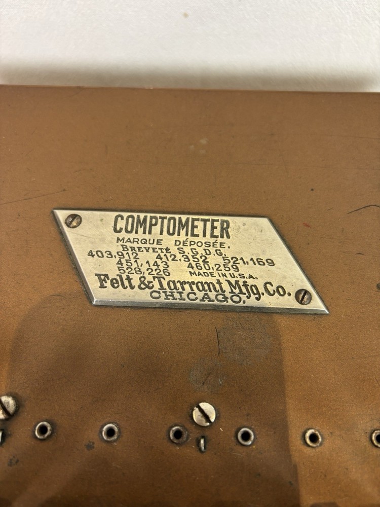 Vintage Adding Machine COMPTOMETER Felt & Tarrant - Model F - Chicago TBE