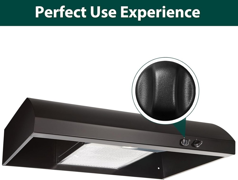 2-Pack S99360232 Range Hood Knobs Black Fits Broan Nutone Vent Fan Replacement