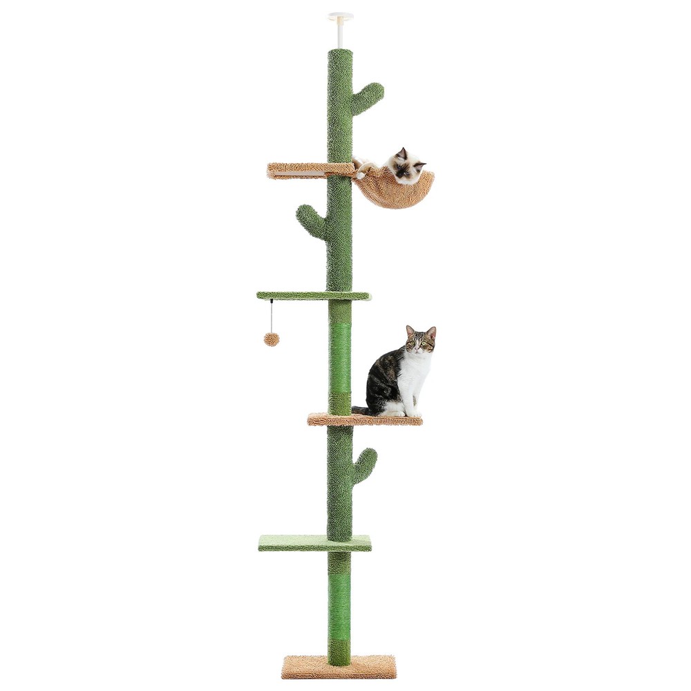 5-Tier Floor to Ceiling Cat Tree with Scratching Posts Hammock for Indoor Cats