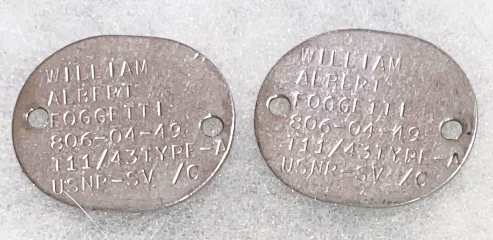 WWII USNR William Foggetti T-43 Dog Tag Set