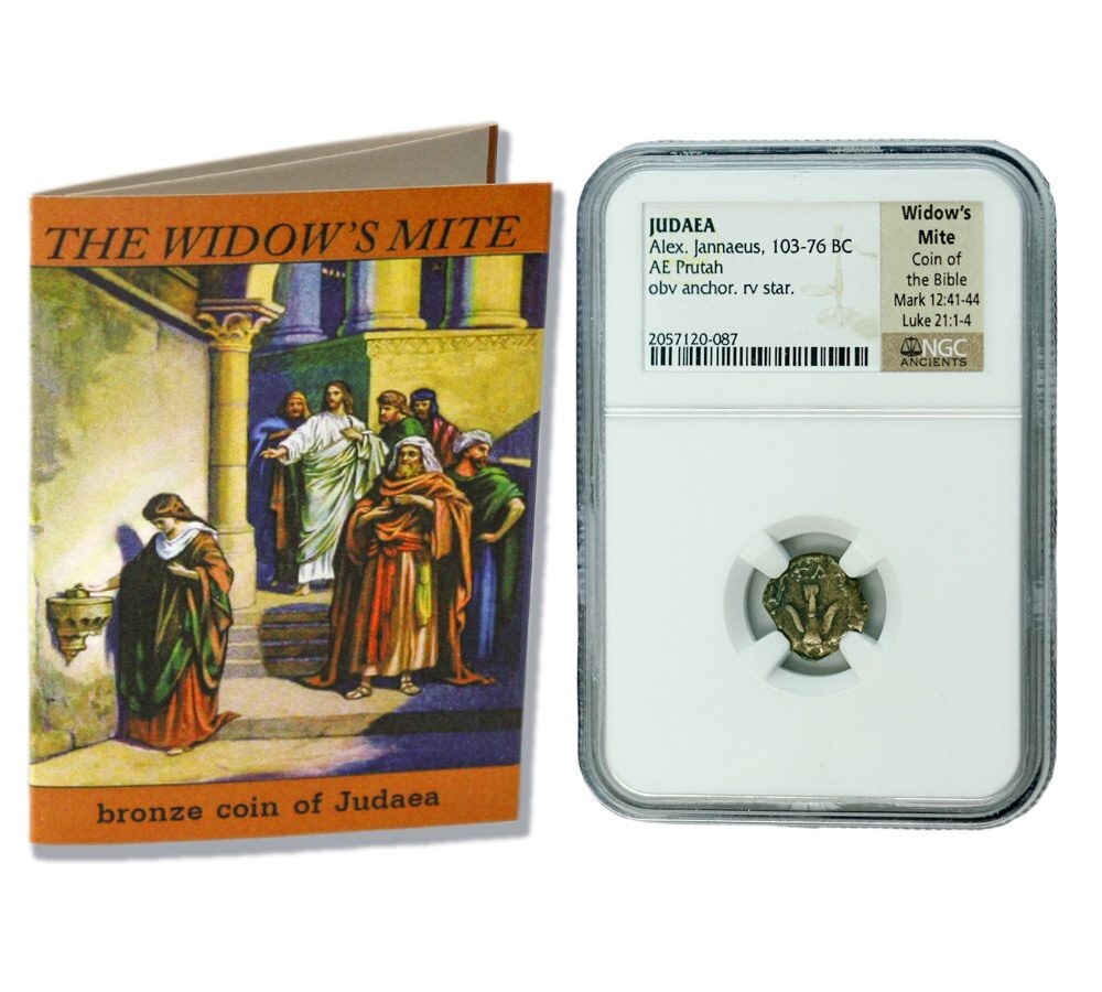 Widows Mite NGC Certified * Excellent * Judean Prutah 103-76 BC w/ BOX and COA