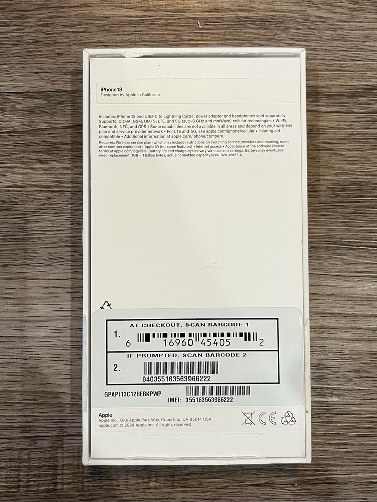 Original Box for iPhone 13 Midnight Blue Empty Box with SIM Key No Sim Card