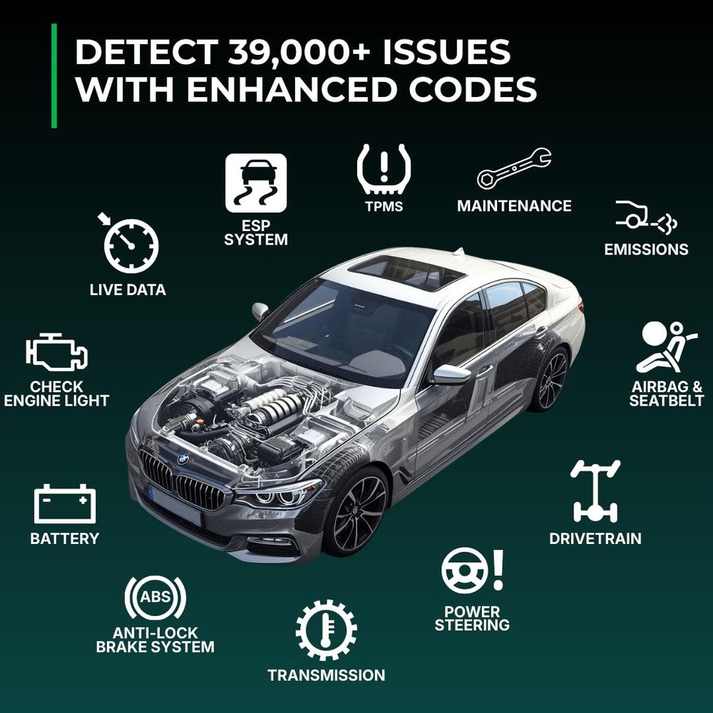 Bluetooth OBD2 Scanner for iPhone & Android Diagnostic Scan Tool for Repairs...