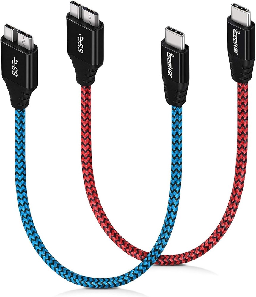 iSeekerKit Type C to Micro B Cable, USB 3.0 USB-C Red&Blue