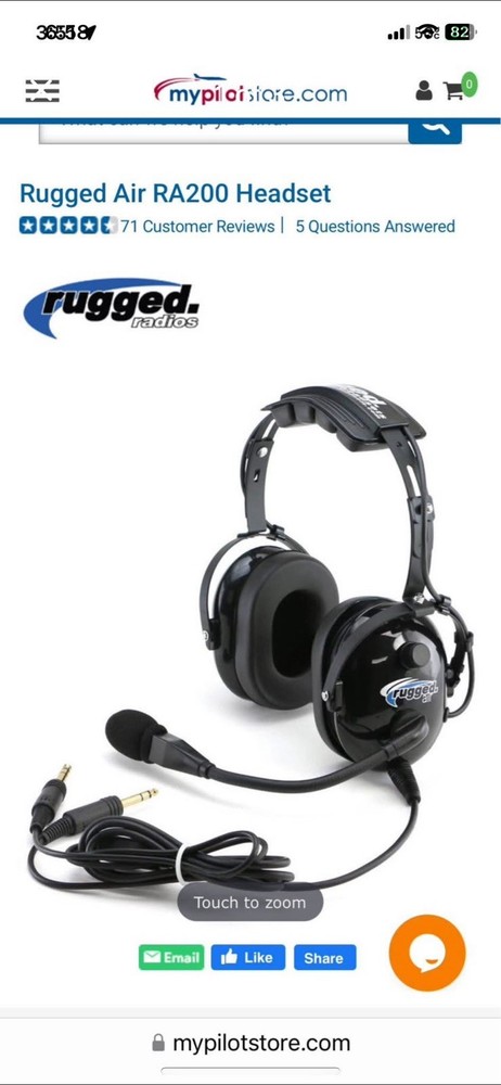 Rugged Air RA200 General Aviation Pilot Headset & Case