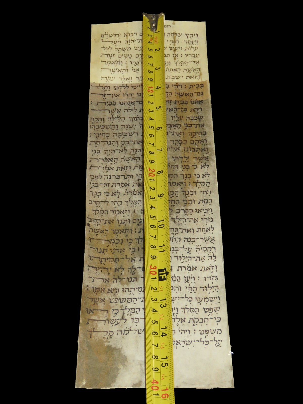 ANCIENT BIBLE SCROLL MANUSCRIPT FRAGMENT ON PARCHMENT I Kings Italy 19th.