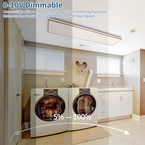 4FT Rectangle LED Flush Mount Ceiling Light for Kitchen/Laundry, 48W 2