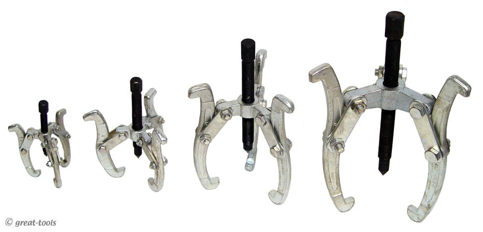 GEAR PULLER SET, 3-JAWS, FOUR PULLERS - hand tool tools 3-jaw 4-pc pulley