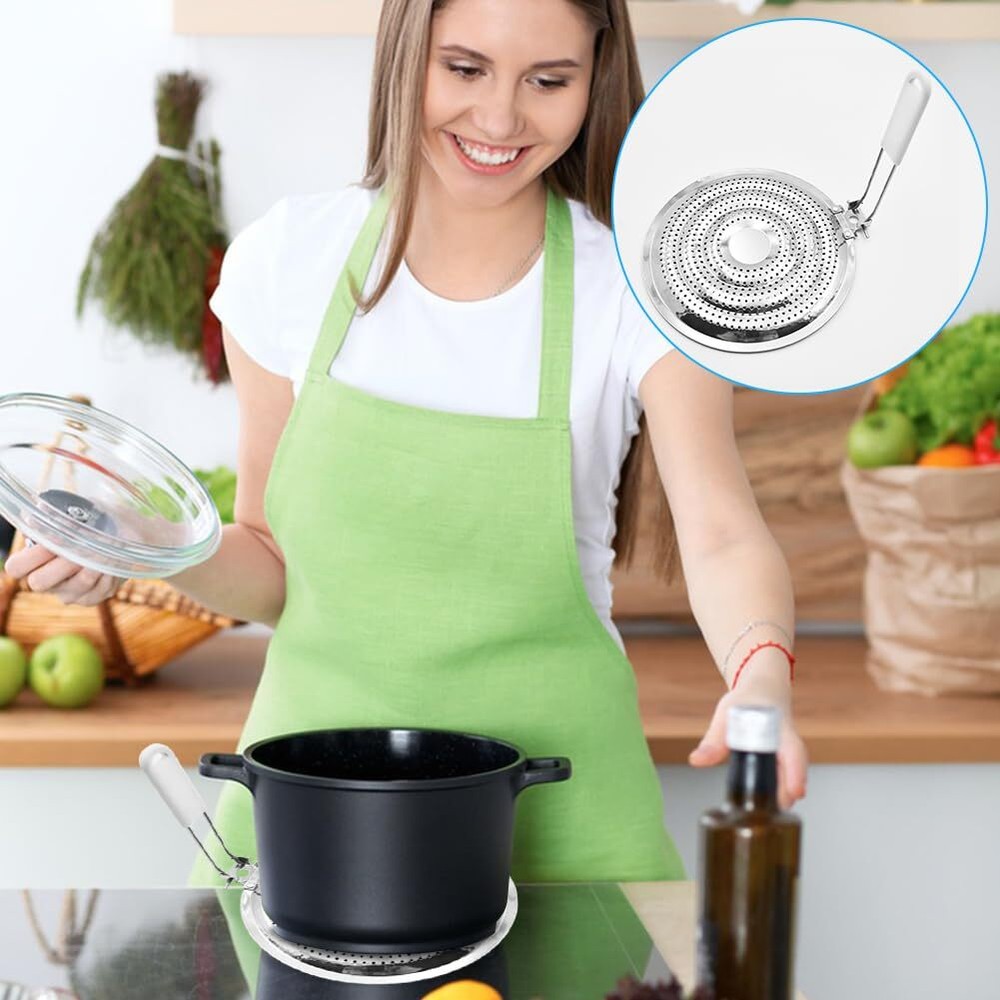 Heat DiffuserStainless Steel Heat Diffuser With Cool Touch Handle for Gas and...