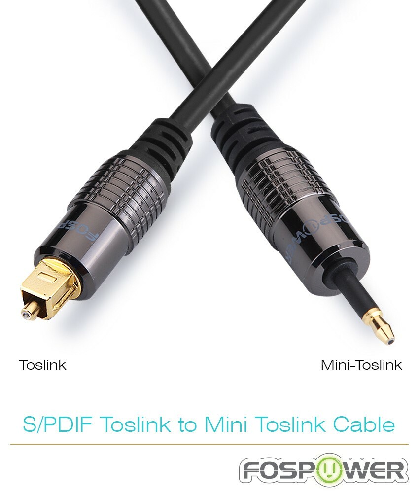 FosPower 3 6 10 FT Toslink to Mini SPDIF Fiber Optic Digital Optical Audio Cable