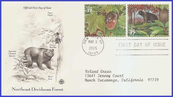 USA3 #3899e ADDR PCS ARTCRAFT FDC STR2  Black bear Deciduous Forest