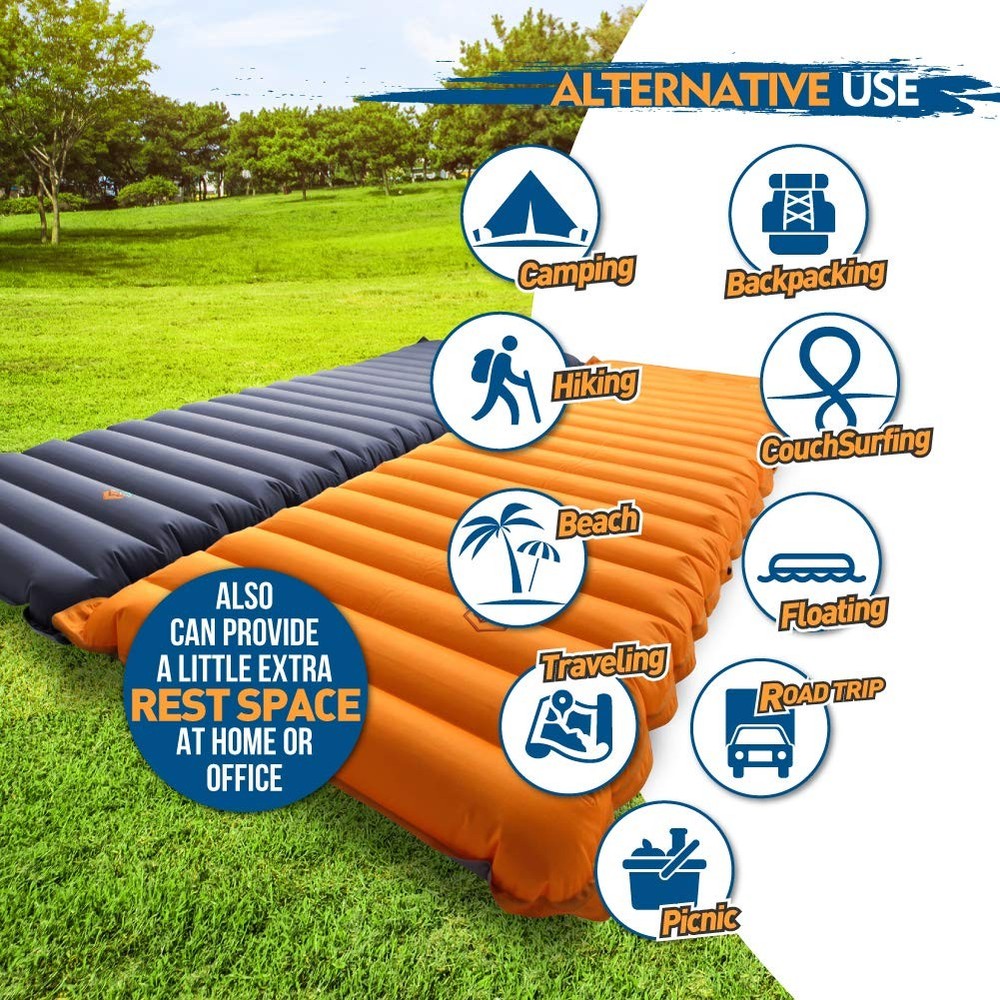 Inflatable Sleeping Pad Extra Thickness Built-in Pump, Camping Mattress, Compact