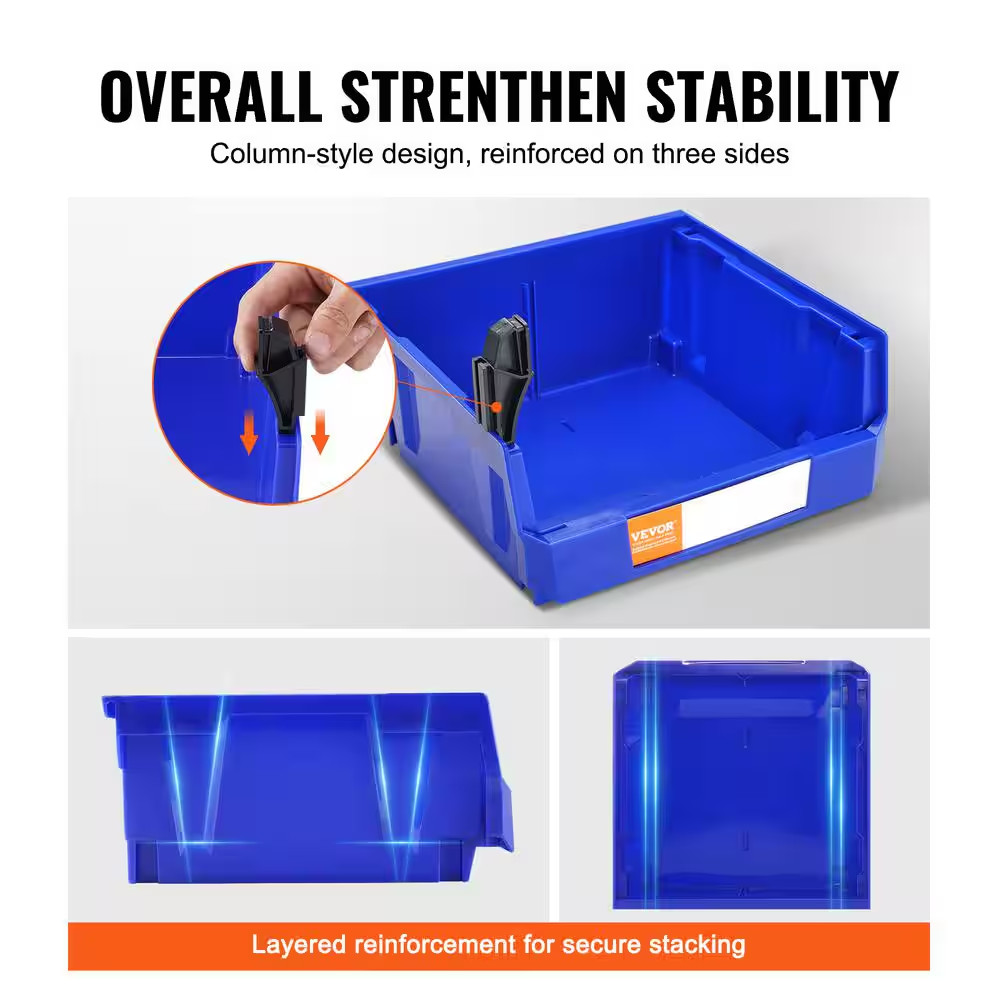 Plastic Storage Bin 11 In. X 11 In. X 5 In. Hanging Stackable Storage Organizer