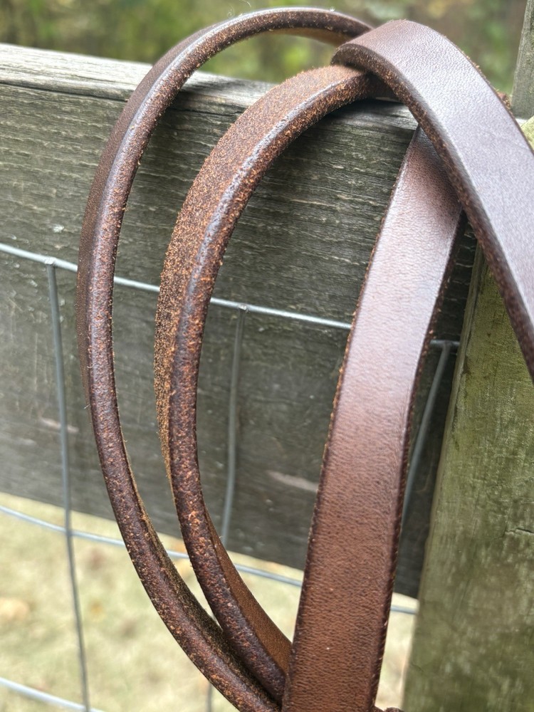 Western Soft And Supple Oiled Top Grain Leather 8’ Split Reins Loop Bit Ends