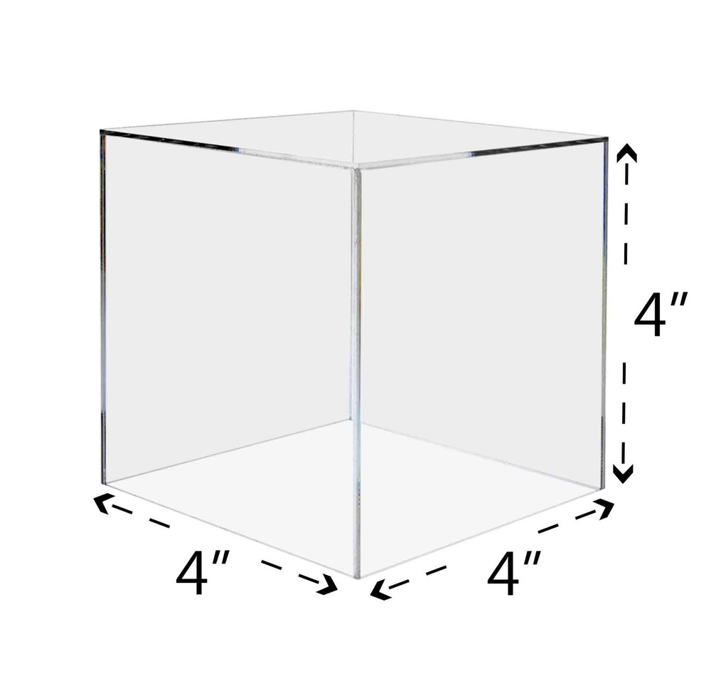 4" x Acrylic Display Riser Box with One Open Side 4"W x 4"D x 4"H, Clear