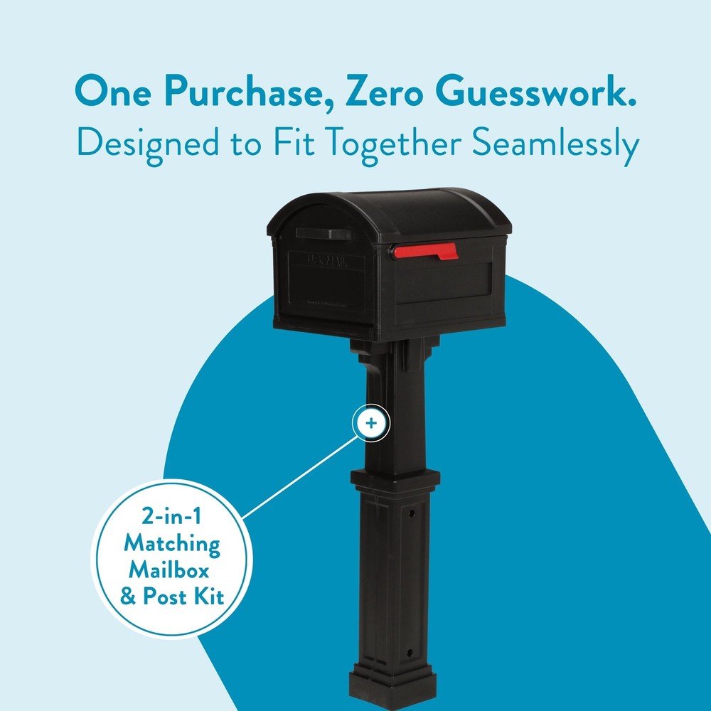 ARCHITECTURAL MAILBOXES Grand Haven Plastic, Mailbox and Extra Large, Black