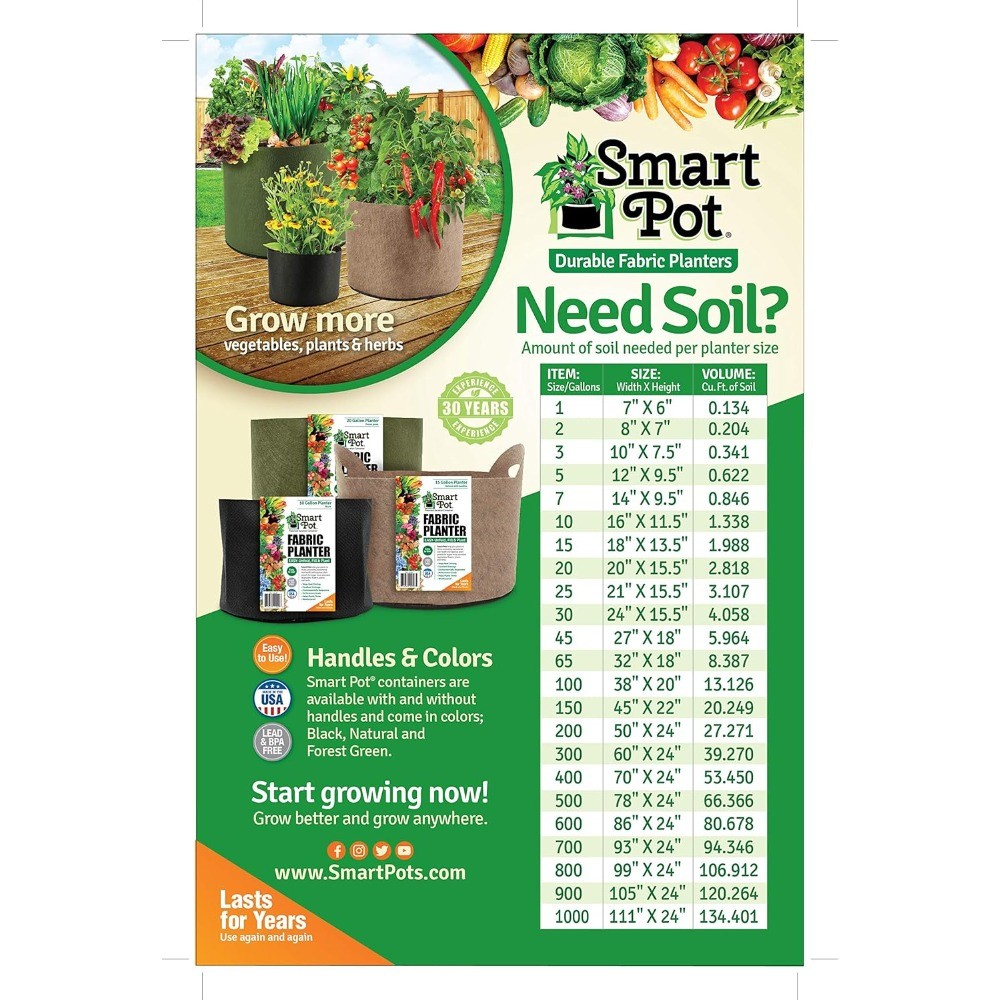 1-Gallon Smart Pot Soft-Sided Container, Black