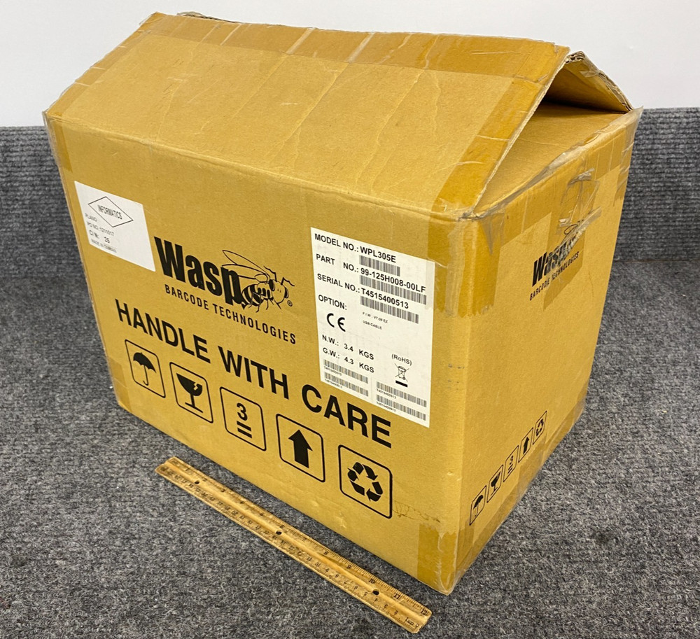 Wasp Barcode Tech WPL305E Thermal Label Printer w/ Adapter & Cord (Open Box)