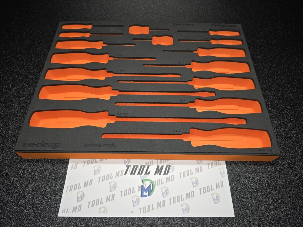 Snap-on Tools ORANGE FOAM ORGANIZER for 16pc Soft Grip Screwdriver Set FMSGD01BO