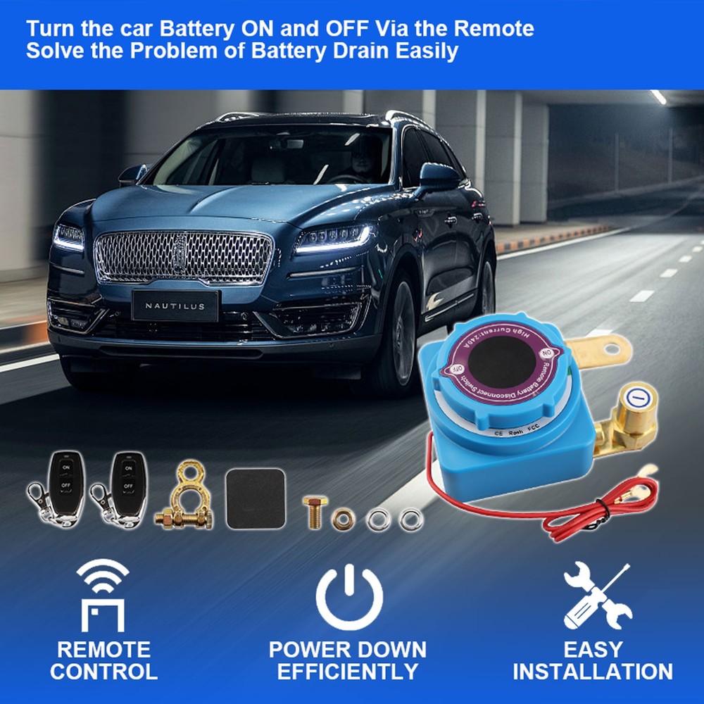 Remote Battery Disconnect Switch 12V/24V 240A Kill Switch LED Voltmeter Display