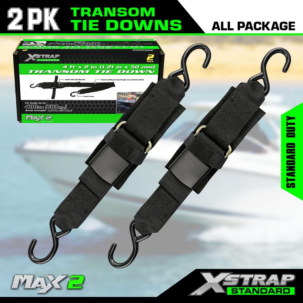 XSTRAP STANDARD 2PK 2''x 4' Adjustable Tie-Down Wide 2''x4', Black
