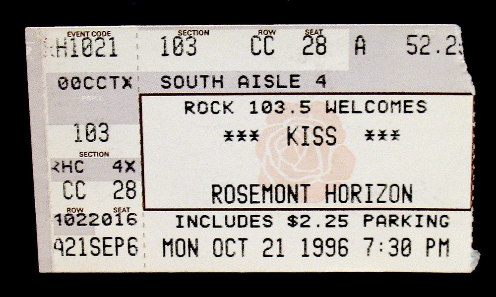 KISS-Rare Original 1996 Concert Ticket-Rosemont Horizon, Chicago-Gene Simmons