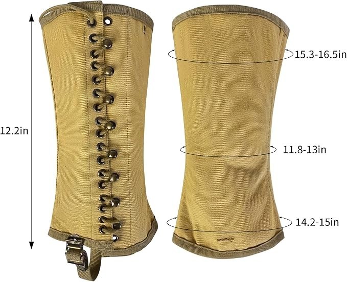 Canvas Leg Gaiters For Men WWII Reproduction M1936 Hiking Army Khaki Canvas, 3R