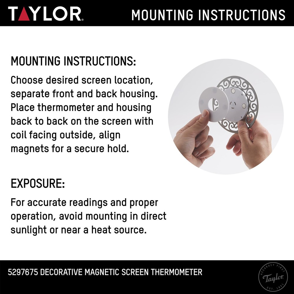 Decorative Magnetic Screen Thermometer, 5 Inch, Wireless Thermometer with Eas...