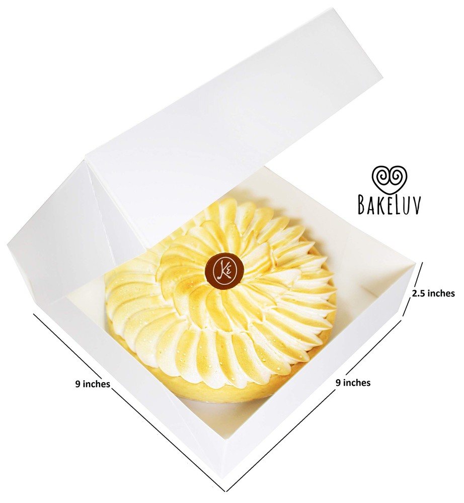 12 Pack Pie Boxes for 9" Pie White 9x9x2.5" Window Auto Pop Up