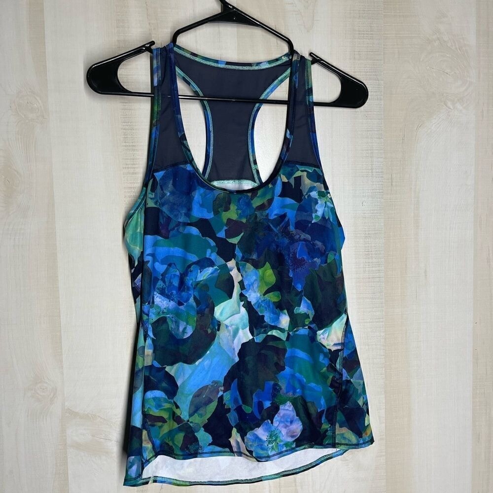 Athleta swim workout top blue, size small