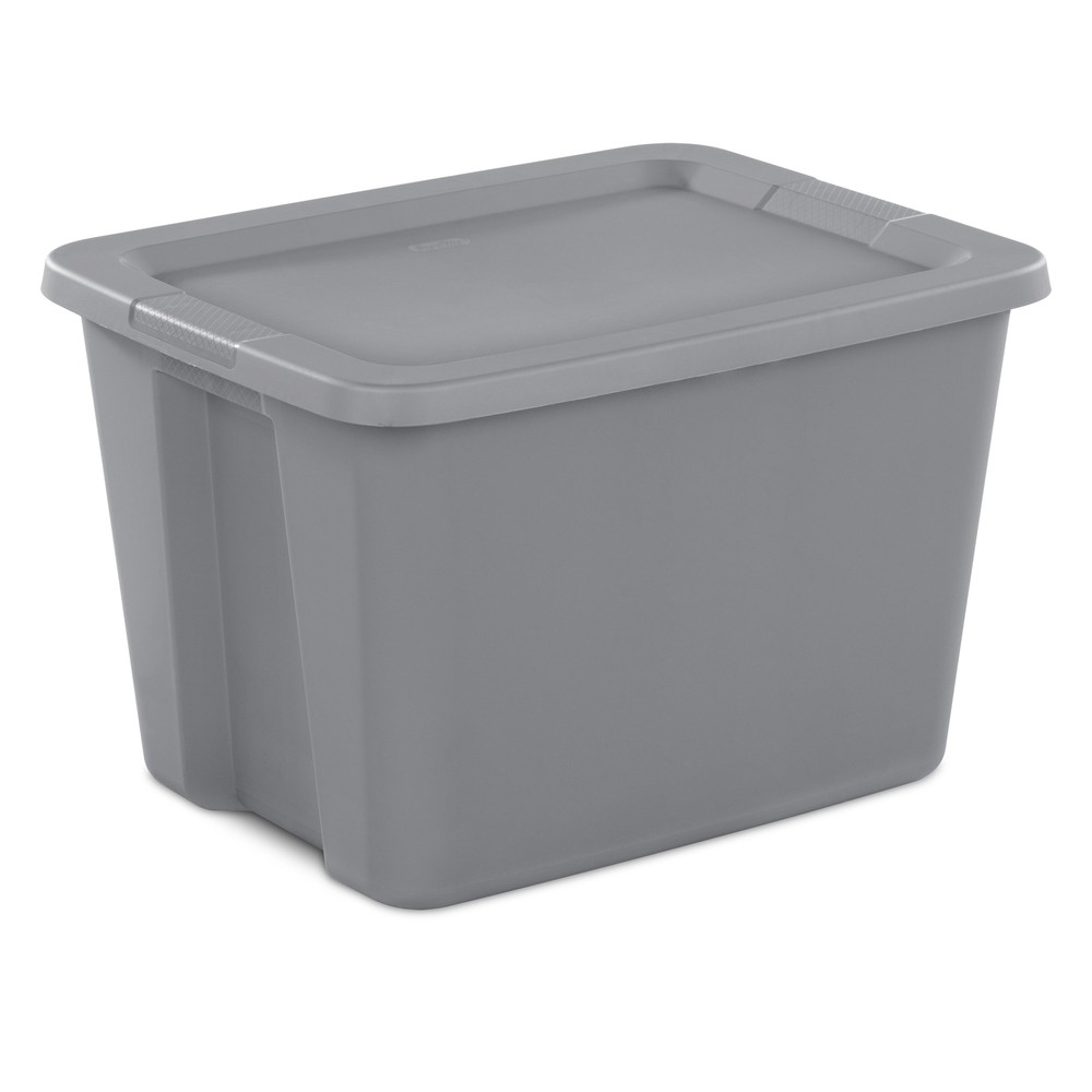 Large Storage Bin, 18 Gallon Plastic Storage Container with Snap-On Lid, Gray