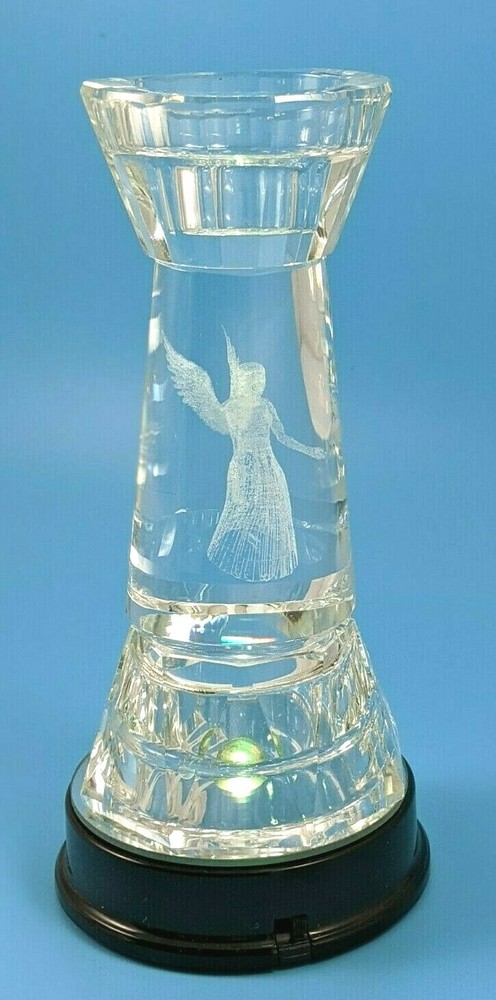 Cut Crystal Laser Angel Candle Holder Light Up Base