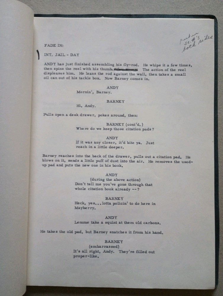 Original ANDY GRIFFITH SHOW TV SCRIPT 'Andy Forecloses' + Handwritten Notes