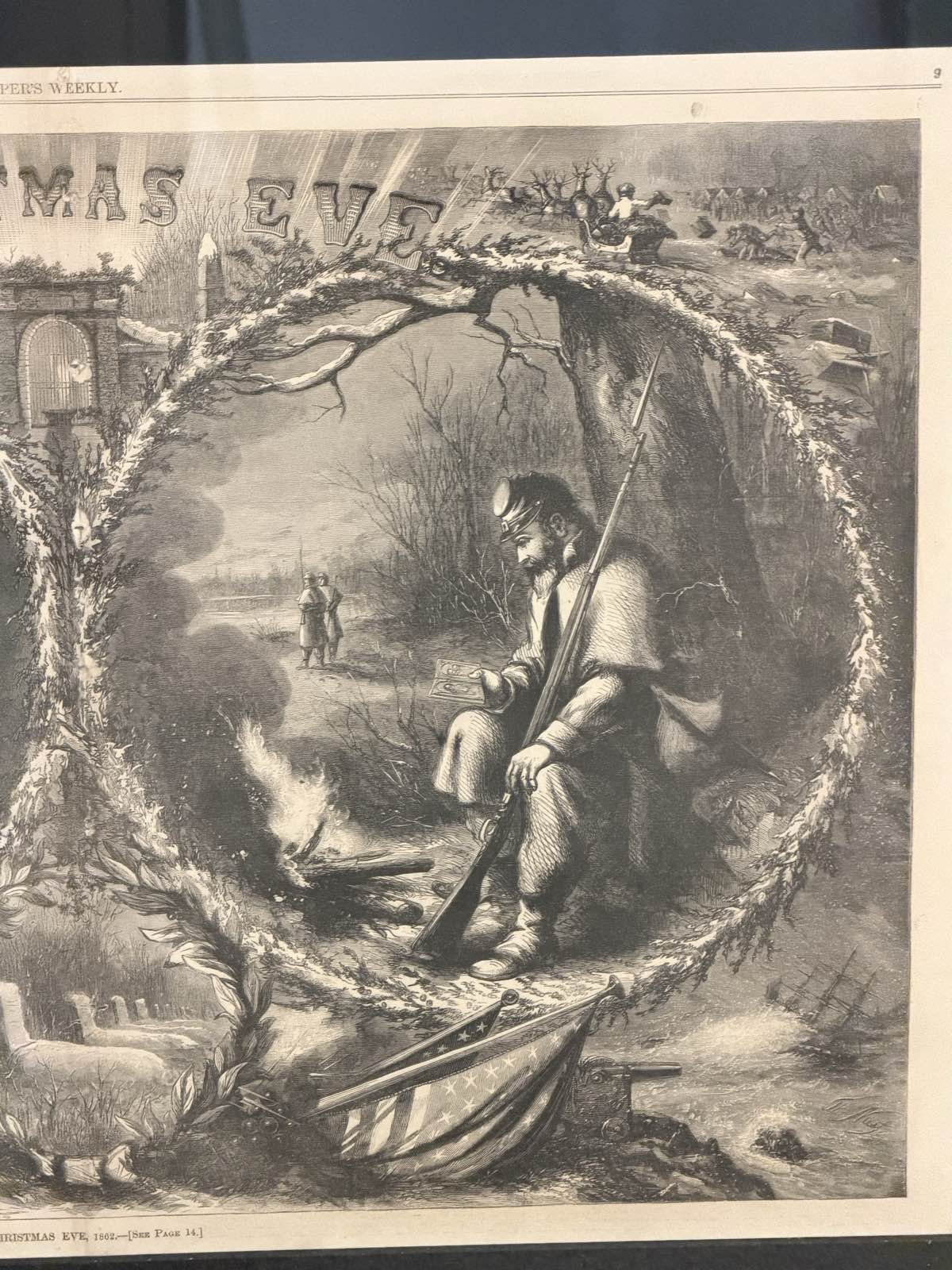 Thomas Nast 1863 Christmas Eve Harper's Weekly Civil War Framed Print