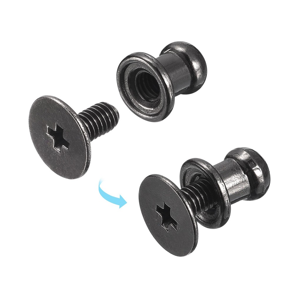 5mm Ball Head Stud Rivets Screw Back, 20Pack Round Head Button, Metallic Black